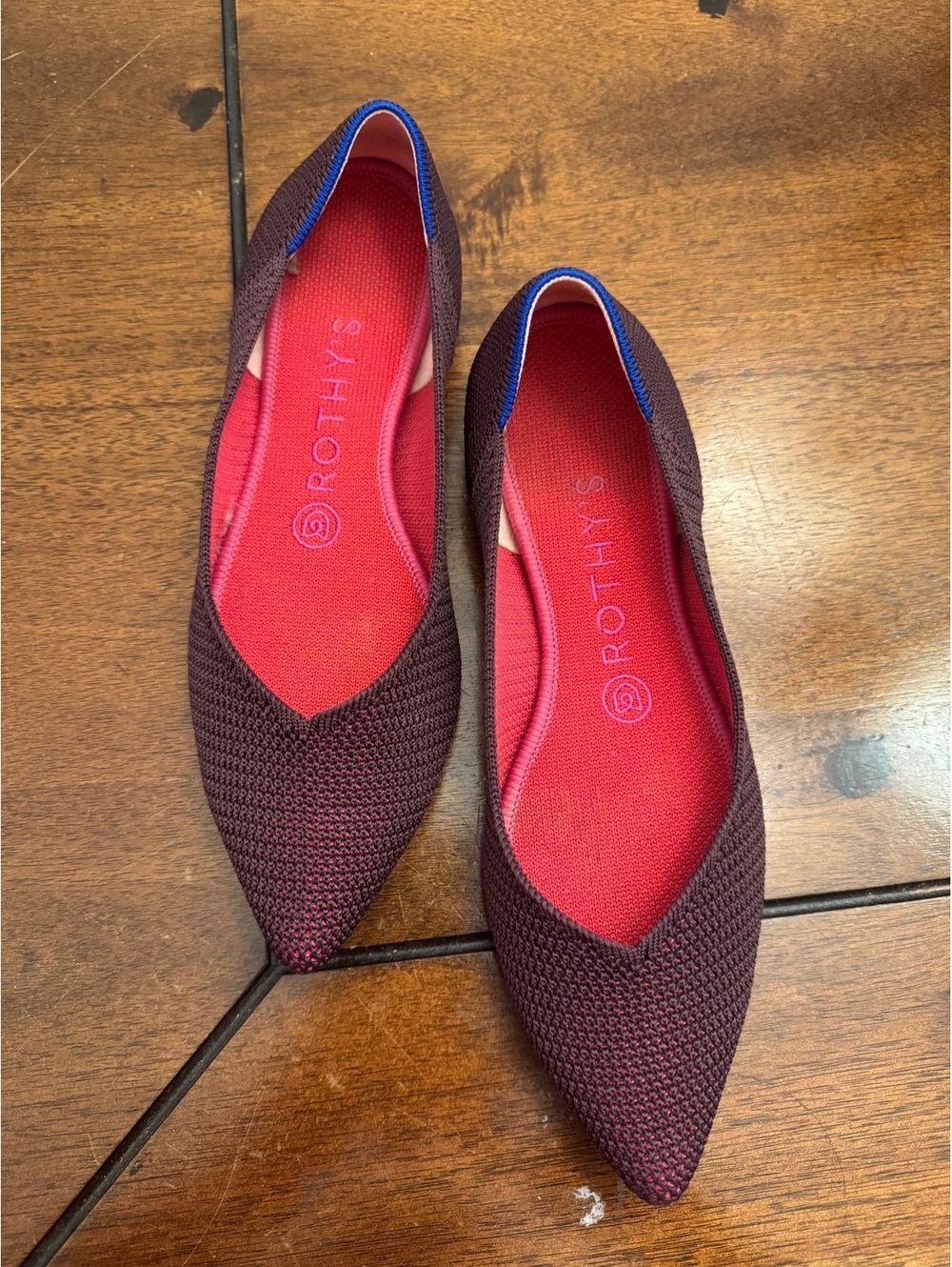 Rothy's Plum / Fig Pointed Toe Knit Flats Size 7.5